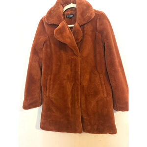 CoffeeShop New York Brown rust Faux Fur Coat Size S women's